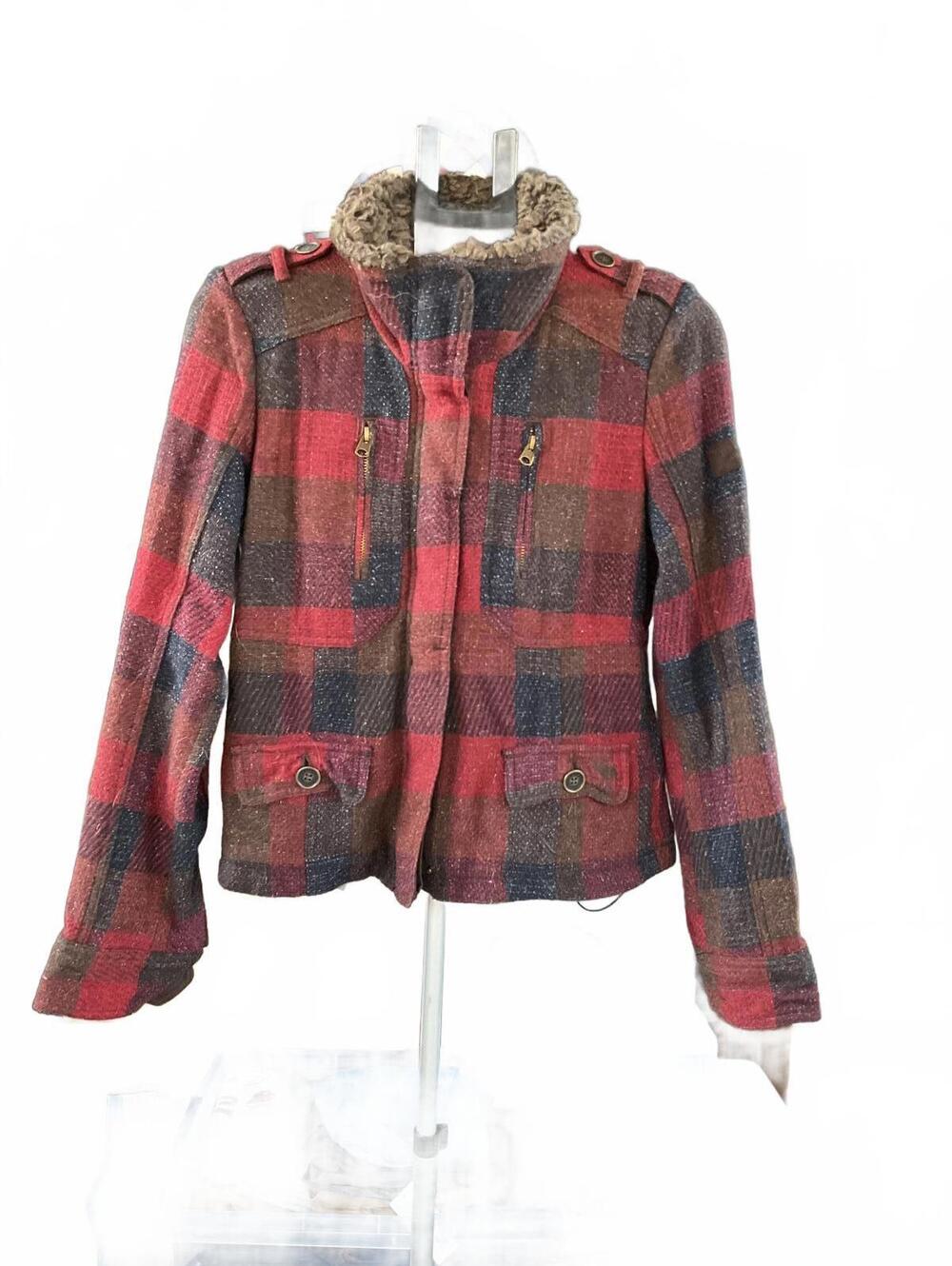 Vintage Abercrombie & Fitch Y2K Plaid Wool Blend Trucker Jacket  Size Medium